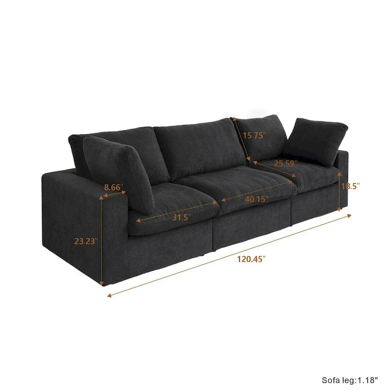 Ensemble de canapés 3 pièces pour salon, canapé modulable Cloud avec pouf de rangement
