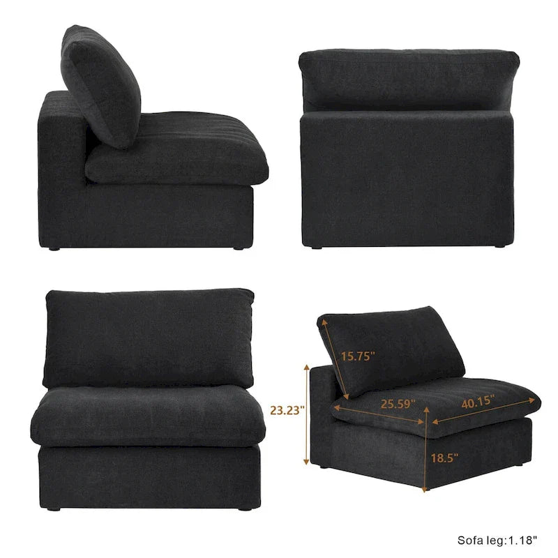 Ensemble de canapés 3 pièces pour salon, canapé modulable Cloud avec pouf de rangement