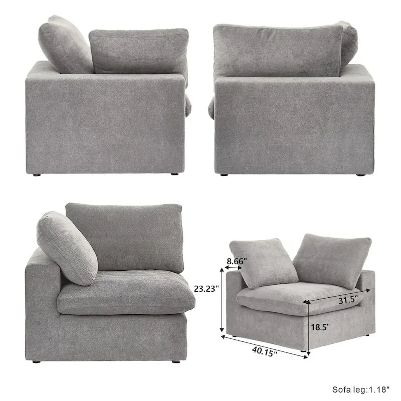 Ensemble de canapés 3 pièces pour salon, canapé modulable Cloud avec pouf de rangement