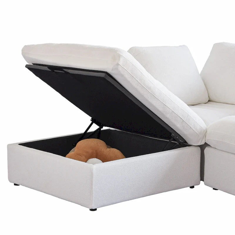 Ensemble de canapés 3 pièces pour salon, canapé modulable Cloud avec pouf de rangement