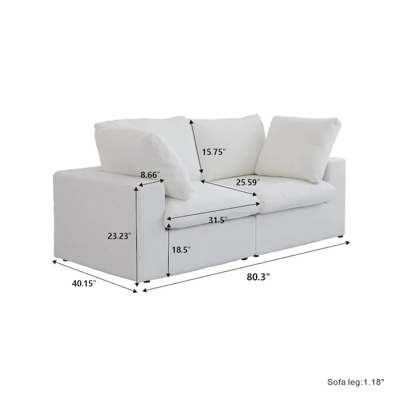 Ensemble de canapés 3 pièces pour salon, canapé modulable Cloud avec pouf de rangement