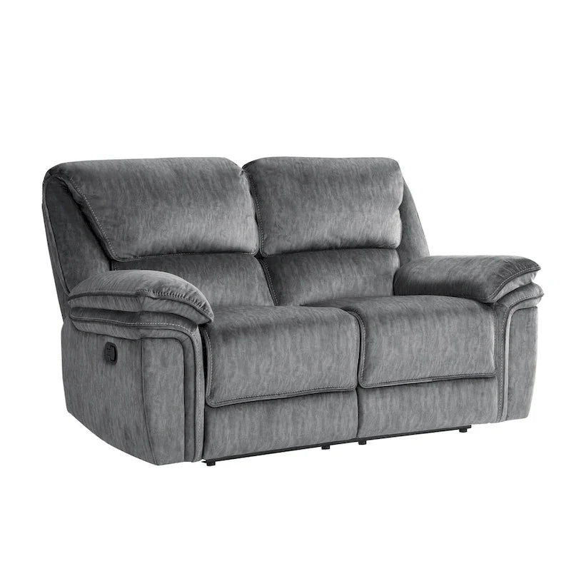 Causeuse inclinable manuelle Muir de 65 pouces, microfibre touffetée grise, bois massif