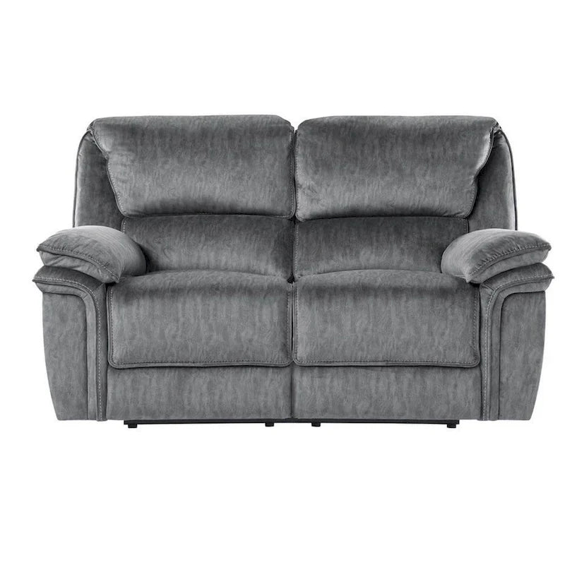 Causeuse inclinable manuelle Muir de 65 pouces, microfibre touffetée grise, bois massif