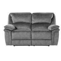 Causeuse inclinable manuelle Muir de 65 pouces, microfibre touffetée grise, bois massif