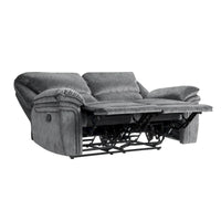 Causeuse inclinable manuelle Muir de 65 pouces, microfibre touffetée grise, bois massif