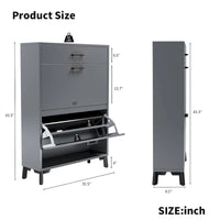 Meuble à chaussures pour entrée, organiseur autoportant avec 2 tiroirs basculants, rangement à chaussures caché pour couloir/penderie