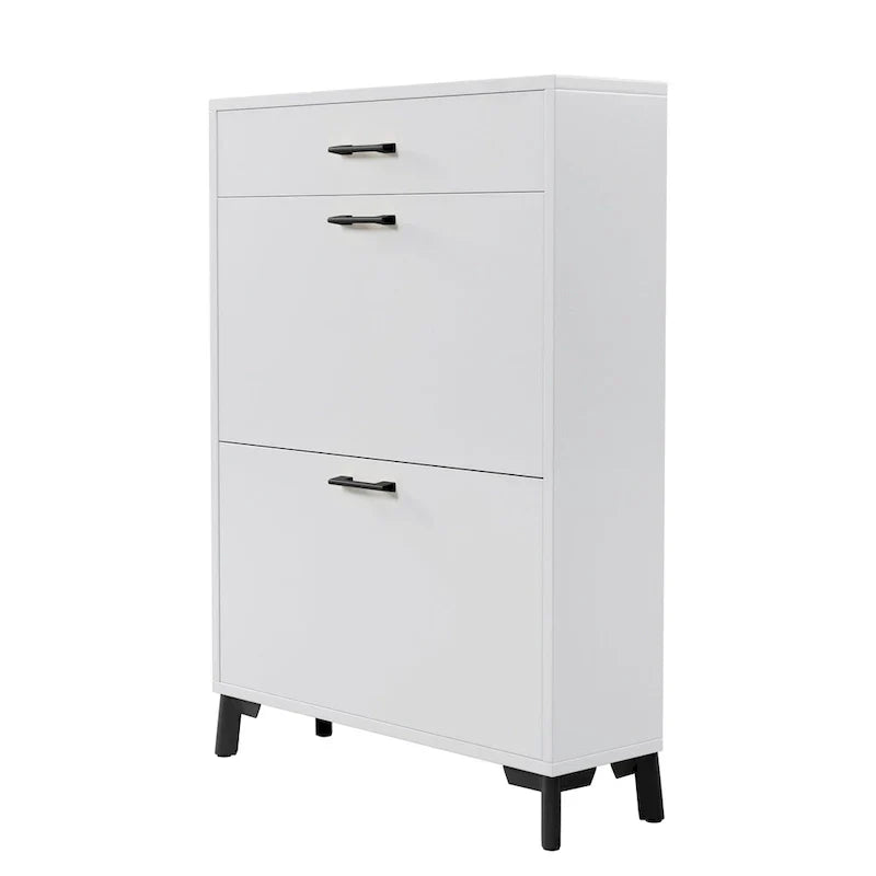 Meuble à chaussures pour entrée, organiseur autoportant avec 2 tiroirs basculants, rangement à chaussures caché pour couloir/penderie