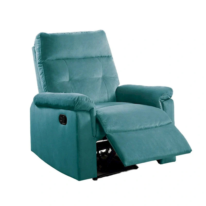Fauteuil inclinable simple à mouvement manuel rembourré en velours avec dossier capitonné