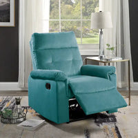 Fauteuil inclinable simple à mouvement manuel rembourré en velours avec dossier capitonné