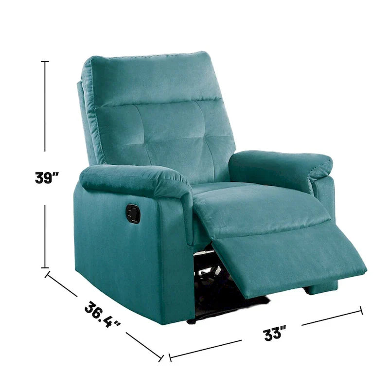 Fauteuil inclinable simple à mouvement manuel rembourré en velours avec dossier capitonné