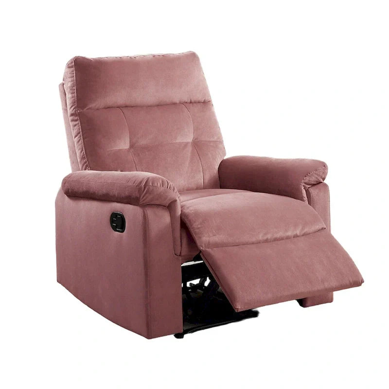 Fauteuil inclinable simple à mouvement manuel rembourré en velours avec dossier capitonné