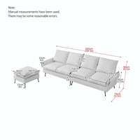 Canapé en L moderne 104,5 po en cuir technique avec pouf