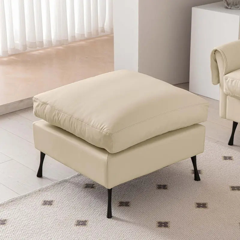 Canapé en L moderne 104,5 po en cuir technique avec pouf