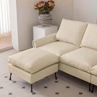 Canapé en L moderne 104,5 po en cuir technique avec pouf
