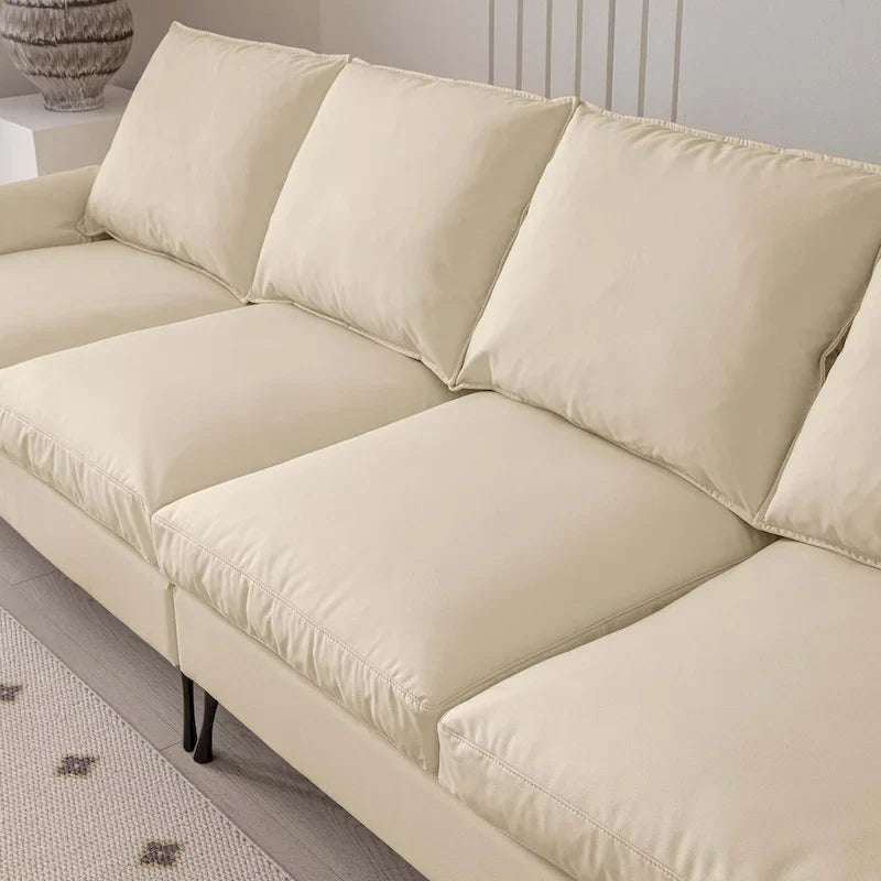 Canapé en L moderne 104,5 po en cuir technique avec pouf