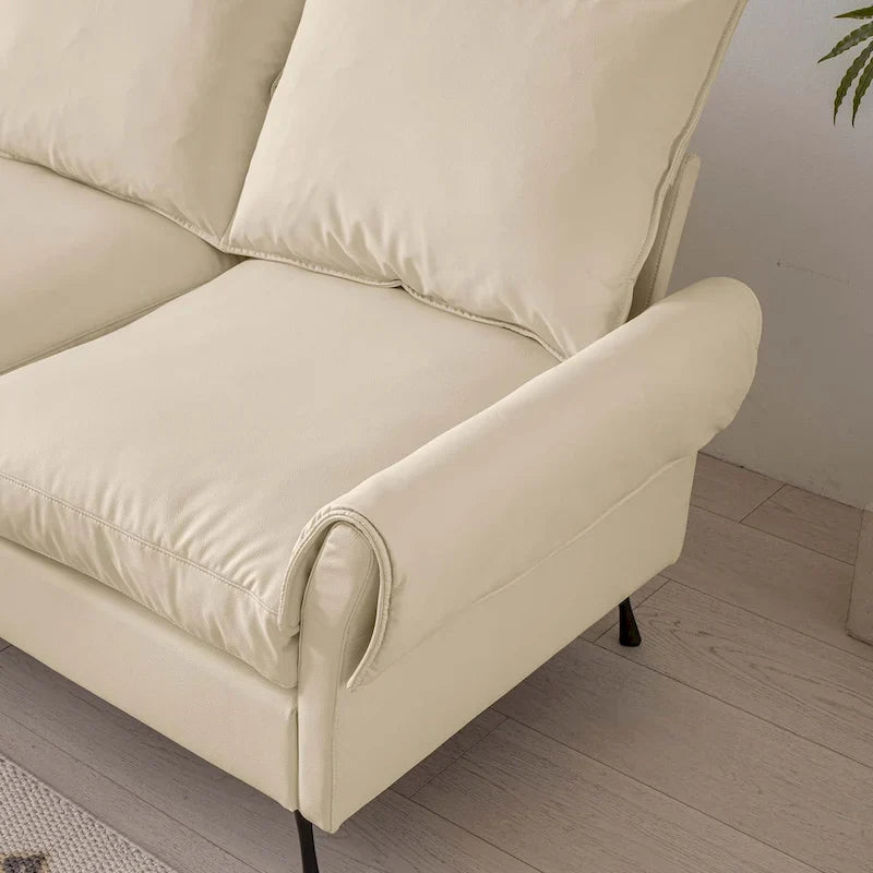 Canapé en L moderne 104,5 po en cuir technique avec pouf
