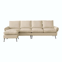 Canapé en L moderne 104,5 po en cuir technique avec pouf