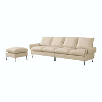 Canapé en L moderne 104,5 po en cuir technique avec pouf
