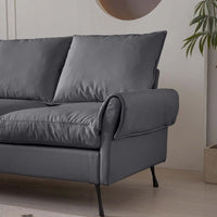 Canapé en L moderne 104,5 po en cuir technique avec pouf