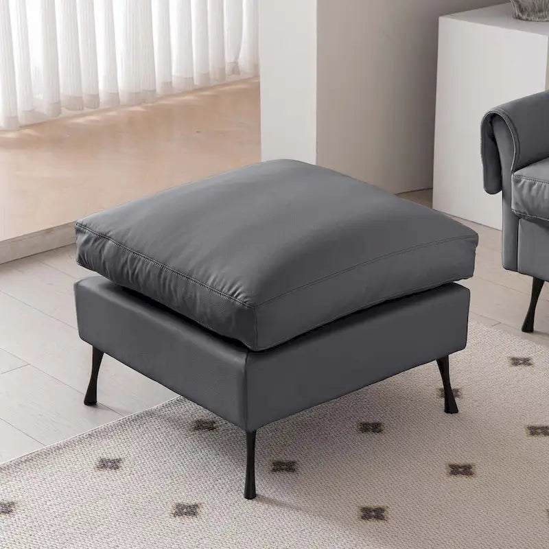 Canapé en L moderne 104,5 po en cuir technique avec pouf