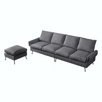 Canapé en L moderne 104,5 po en cuir technique avec pouf