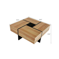 Table basse unique et élégante en bois avec plateau coulissant extensible