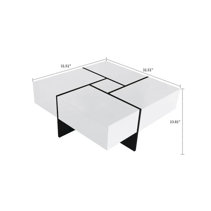 Table basse unique et élégante en bois avec plateau coulissant extensible