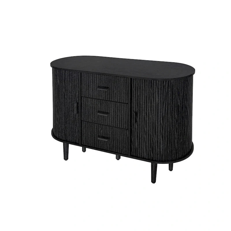 Meuble d'appoint avec portes tambours coulissantes en douceur