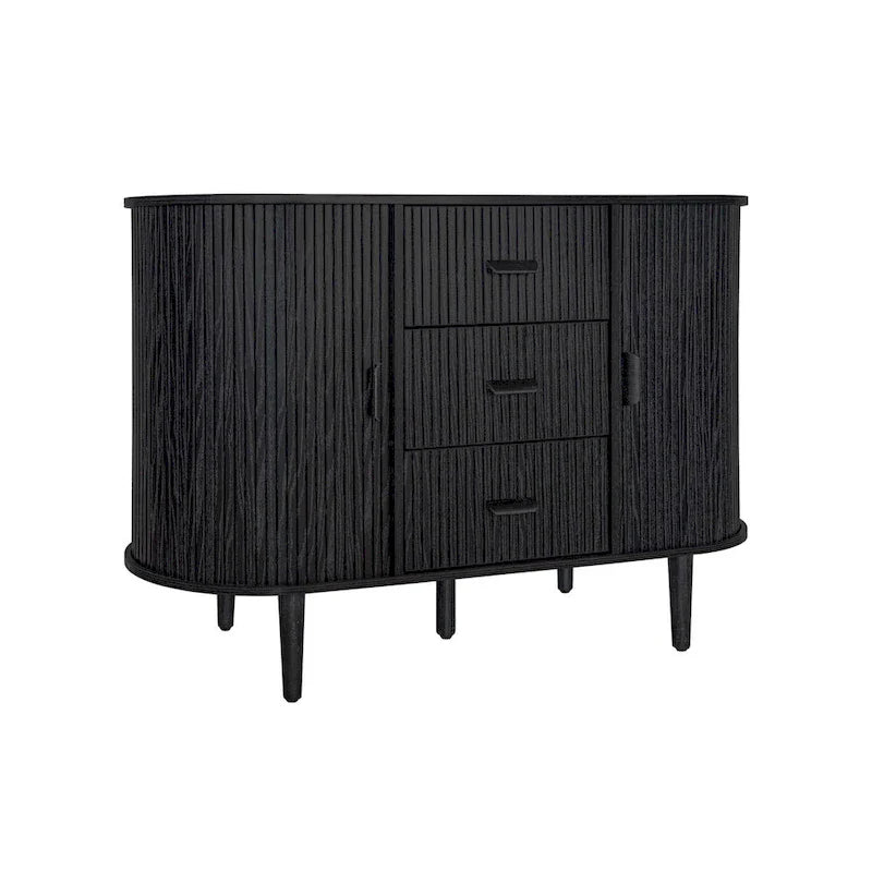 Meuble d'appoint avec portes tambours coulissantes en douceur