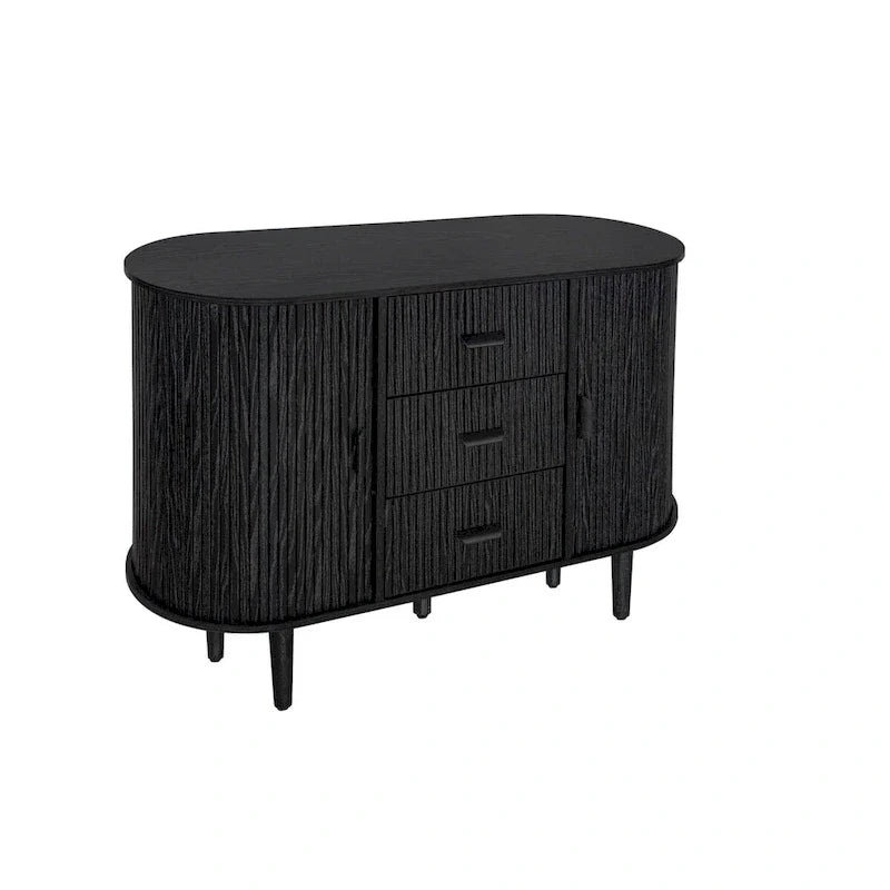 Meuble d'appoint avec portes tambours coulissantes en douceur
