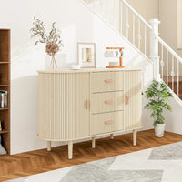 Meuble d'appoint avec portes tambours coulissantes en douceur
