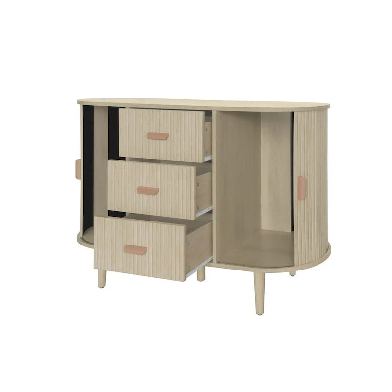 Meuble d'appoint avec portes tambours coulissantes en douceur