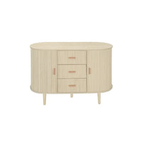 Meuble d'appoint avec portes tambours coulissantes en douceur