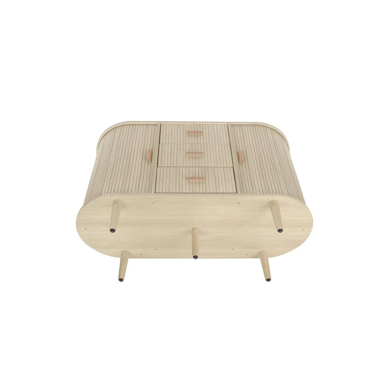Meuble d'appoint avec portes tambours coulissantes en douceur