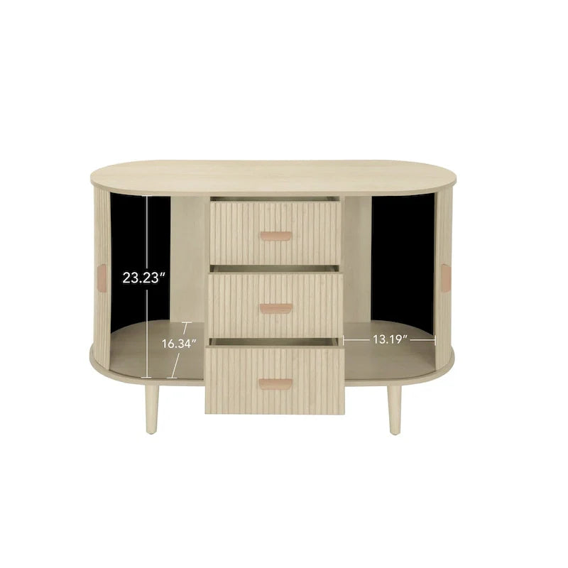 Meuble d'appoint avec portes tambours coulissantes en douceur