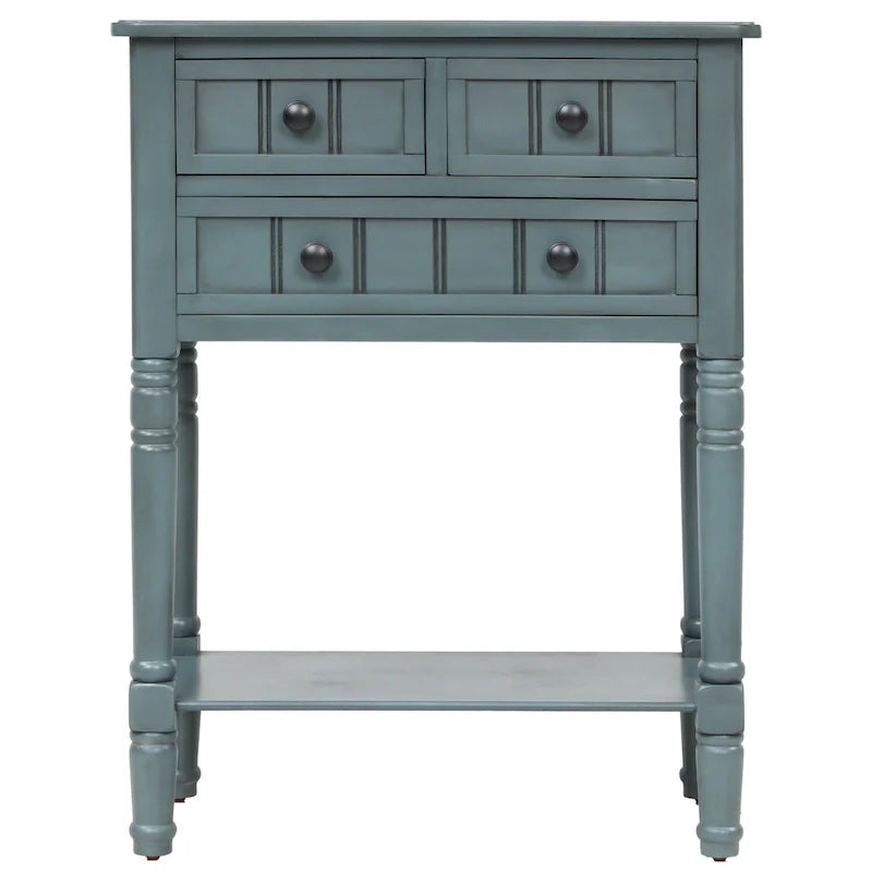 Console étroite Table de canapé mince avec 3 tiroirs et étagère inférieure