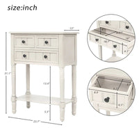 Console étroite Table de canapé mince avec 3 tiroirs et étagère inférieure