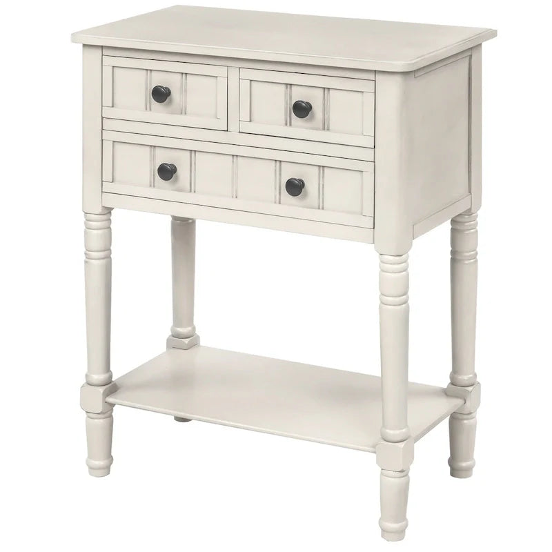 Console étroite Table de canapé mince avec 3 tiroirs et étagère inférieure