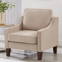 Fauteuil une place pour salon avec pieds en bois