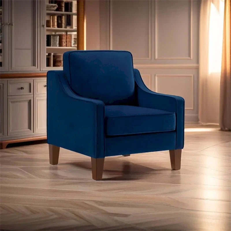 Fauteuil une place pour salon avec pieds en bois