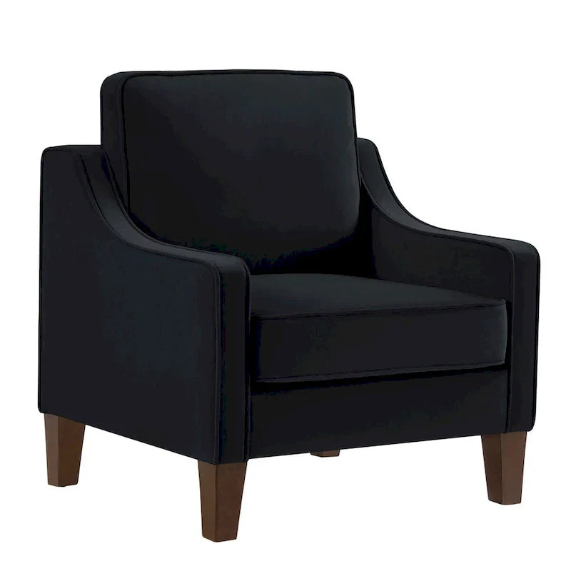 Fauteuil une place pour salon avec pieds en bois