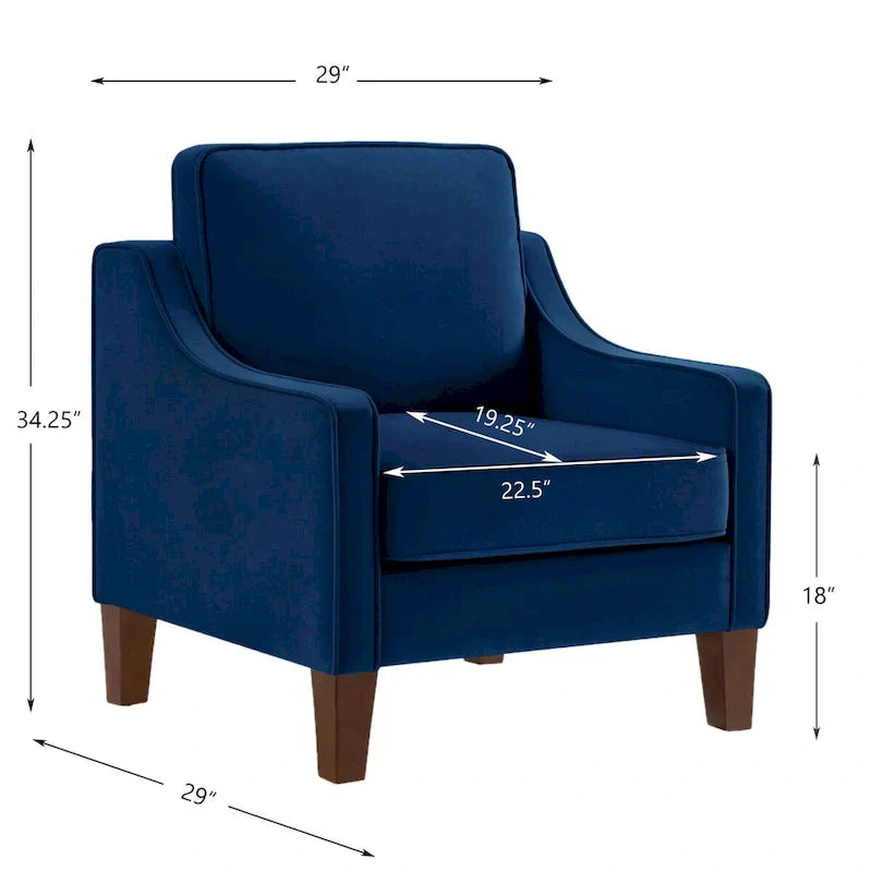 Fauteuil une place pour salon avec pieds en bois