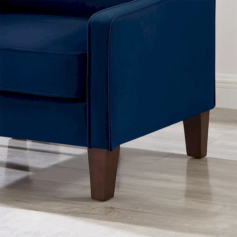 Fauteuil une place pour salon avec pieds en bois