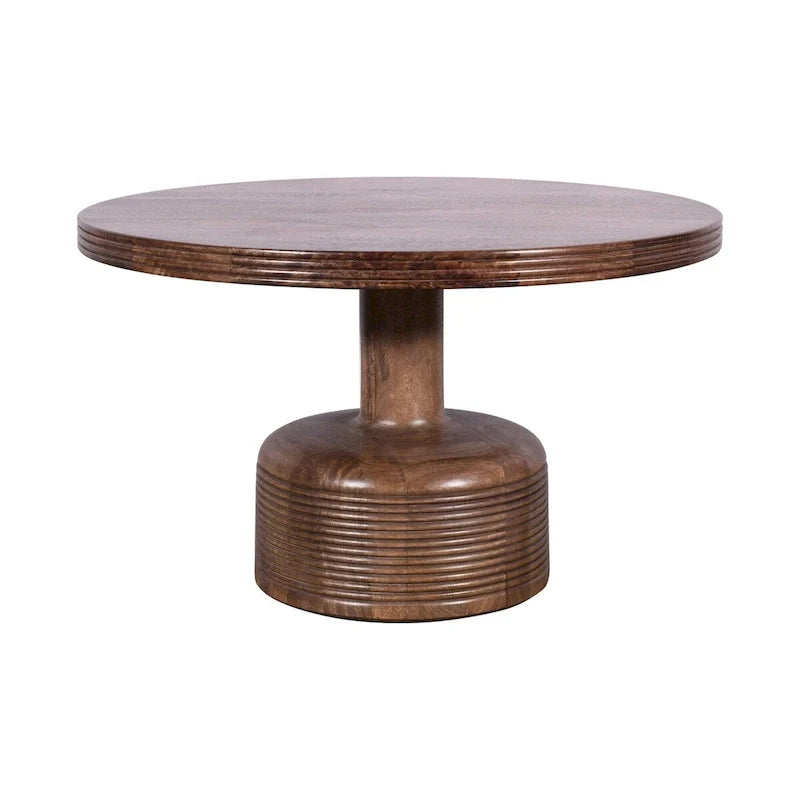 Table basse Rise 76 cm, plateau rond et pied central, bois marron naturel