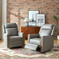 Lot de 2 Fauteuils Inclinables Pivotants à Bascule Électriques Modernes Jaime en Cuir Véritable avec Appui-Tête et Repose-Pieds Réglables par HULALA HOME