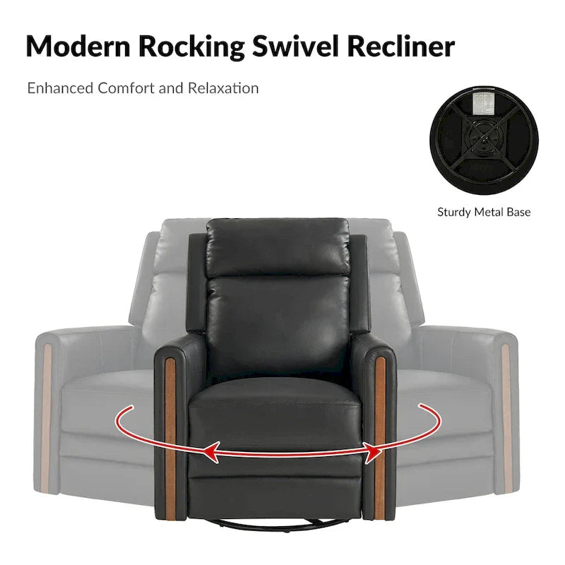 Lot de 2 Fauteuils Inclinables Pivotants à Bascule Électriques Modernes Jaime en Cuir Véritable avec Appui-Tête et Repose-Pieds Réglables par HULALA HOME