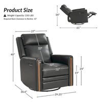 Lot de 2 Fauteuils Inclinables Pivotants à Bascule Électriques Modernes Jaime en Cuir Véritable avec Appui-Tête et Repose-Pieds Réglables par HULALA HOME