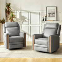 Lot de 2 Fauteuils Inclinables Pivotants à Bascule Électriques Modernes Jaime en Cuir Véritable avec Appui-Tête et Repose-Pieds Réglables par HULALA HOME
