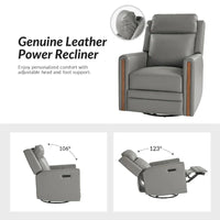 Lot de 2 Fauteuils Inclinables Pivotants à Bascule Électriques Modernes Jaime en Cuir Véritable avec Appui-Tête et Repose-Pieds Réglables par HULALA HOME