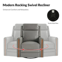 Lot de 2 Fauteuils Inclinables Pivotants à Bascule Électriques Modernes Jaime en Cuir Véritable avec Appui-Tête et Repose-Pieds Réglables par HULALA HOME